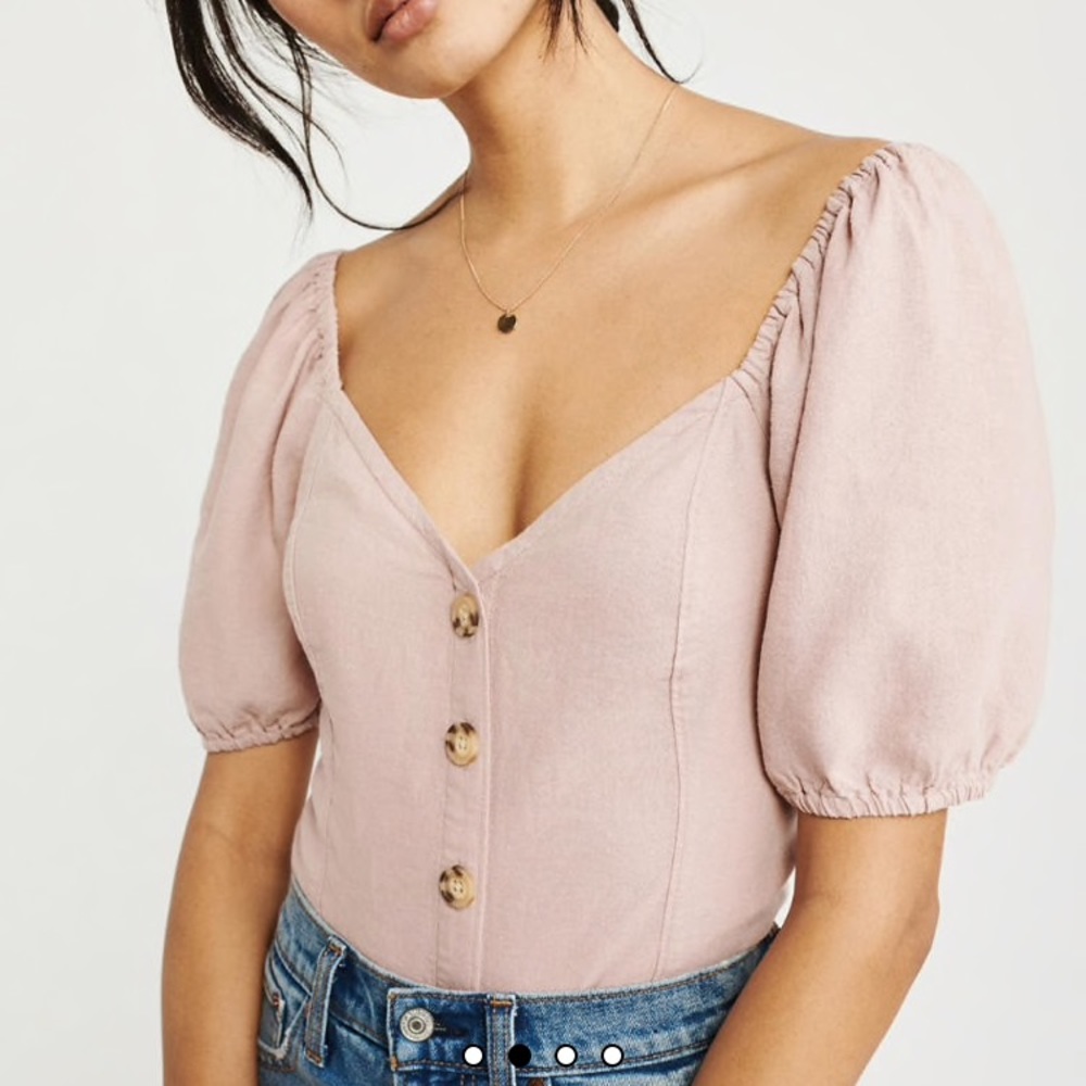 Button Puff Sleeve Top